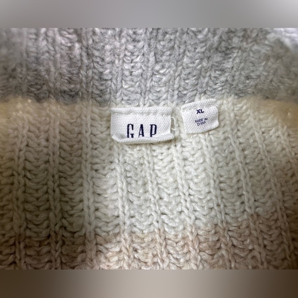 Gap Women’s White Gray Long Sleeve Mock Neck Stripe Knit Sweater Size XL - Picture 8 of 8
